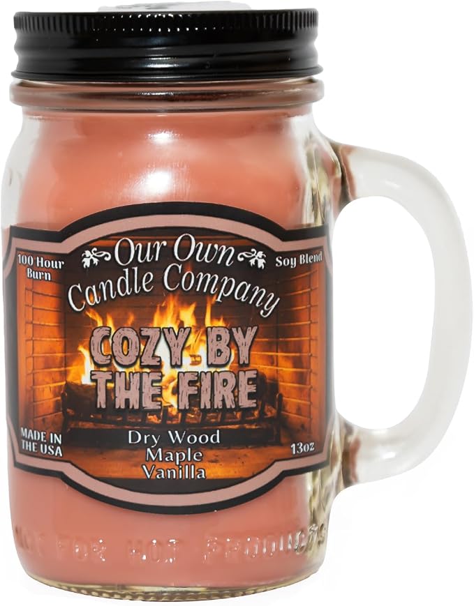 Cozy by The Fire Scented Mason Jar Candle, 100 Hour Burn Time,13 Ounces, product image