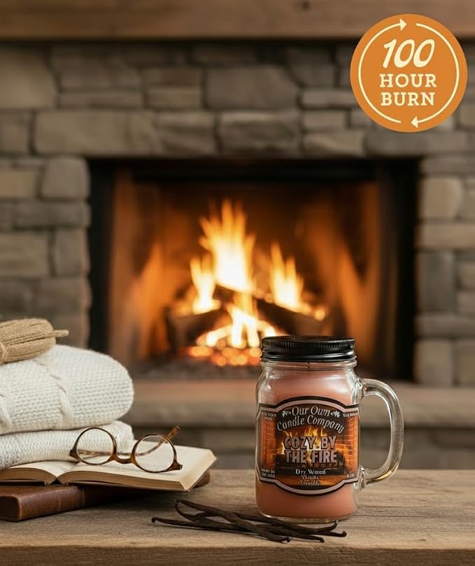 Cozy by The Fire Scented Mason Jar Candle, 100 Hour Burn Time,13 Ounces, alternate product view 2