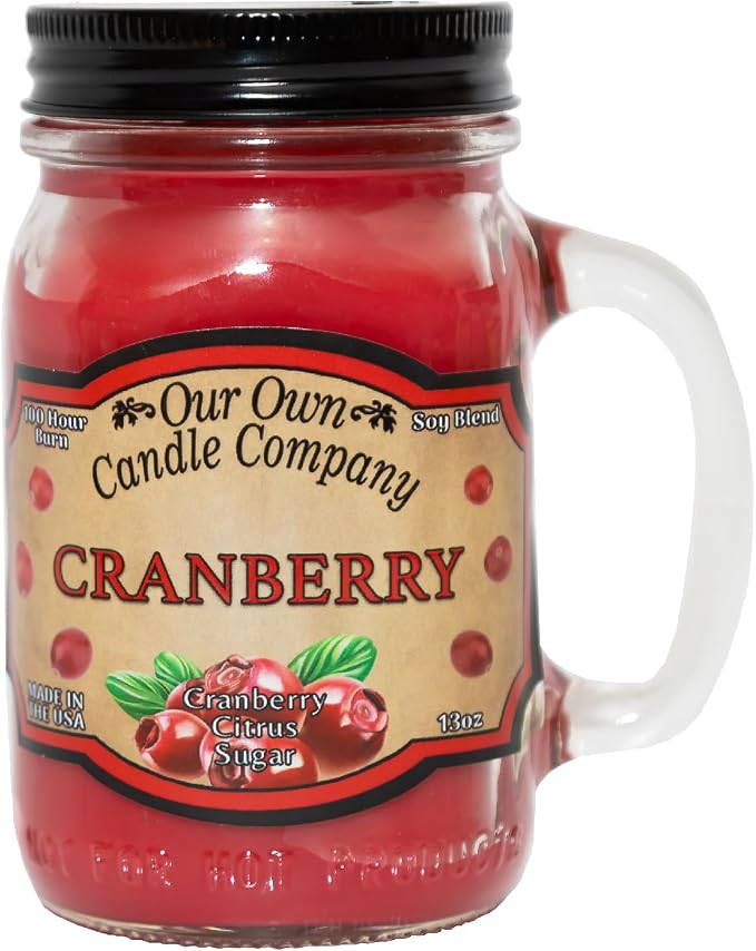 Cranberry Scented Mason Jar Candle, 100 Hour Burn Time, 13 Ounces, product image