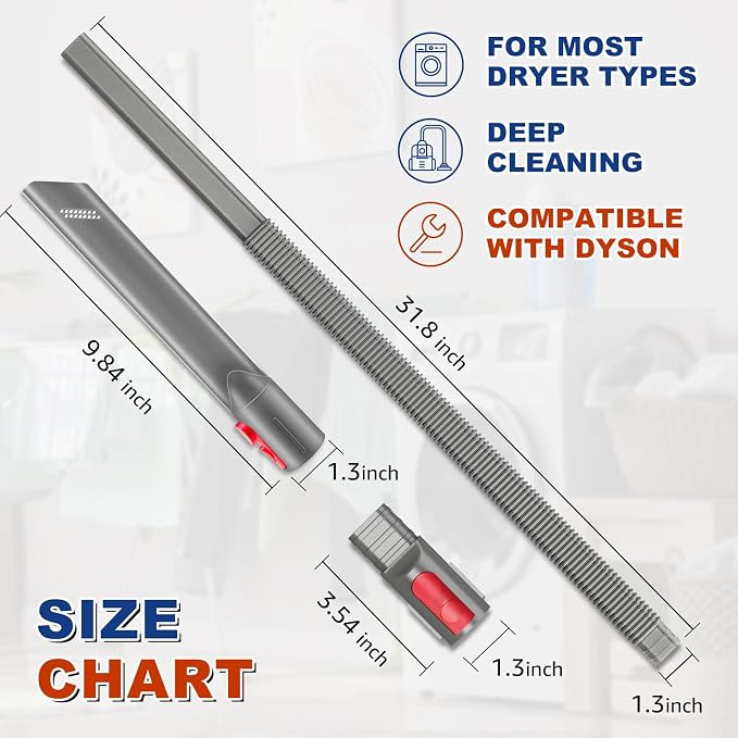 Crevice Tool Dryer Vent Lint Vacuum Attachments Compatible with V15 V12 V11 V10 V8 V7 Vacuum Cleaner Dryer vent Cleaner