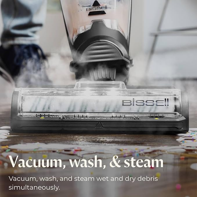 CrossWave HydroSteam Deluxe Steam Mop, 3-in-1 Wet Dry Vacuum Mop with Steam Function, Hard Floor Cleaner Machine with