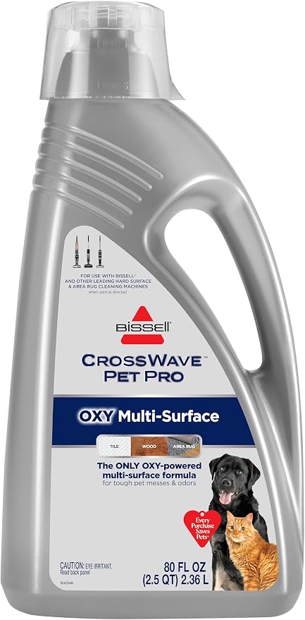 CrossWave PET PRO OXY Multi-Surface Formula, 4019G, 80 oz, Removes Stuck-On Stains like Dirt, Grease, and Grime from Sealed