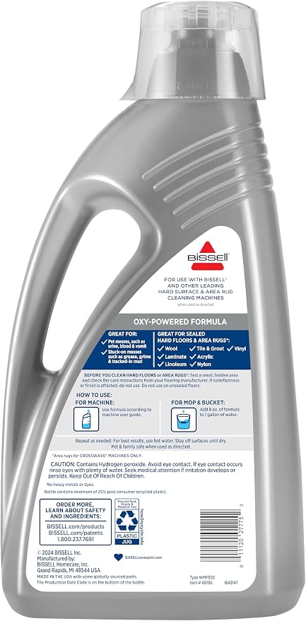 CrossWave PET PRO OXY Multi-Surface Formula, 4019G, 80 oz, Removes Stuck-On Stains like Dirt, Grease, and Grime from Sealed