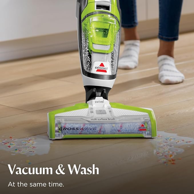 Crosswave Turbo Vacuum Mop All in One Wet and Dry Vac Combo Hard Floor & Area Rug Cleaner, 3888A wood Green, alternate