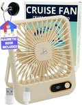 Cruise Ship Approved Fan – Up To 16 Hours Battery Life, USB Rechargeable, Battery-Powered Travel Fan for Sleeping – Magnetic