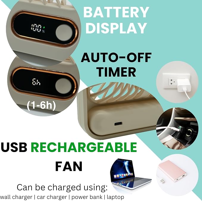 Cruise Ship Approved Fan – Up To 16 Hours Battery Life, USB Rechargeable, Battery-Powered Travel Fan for Sleeping – Magnetic