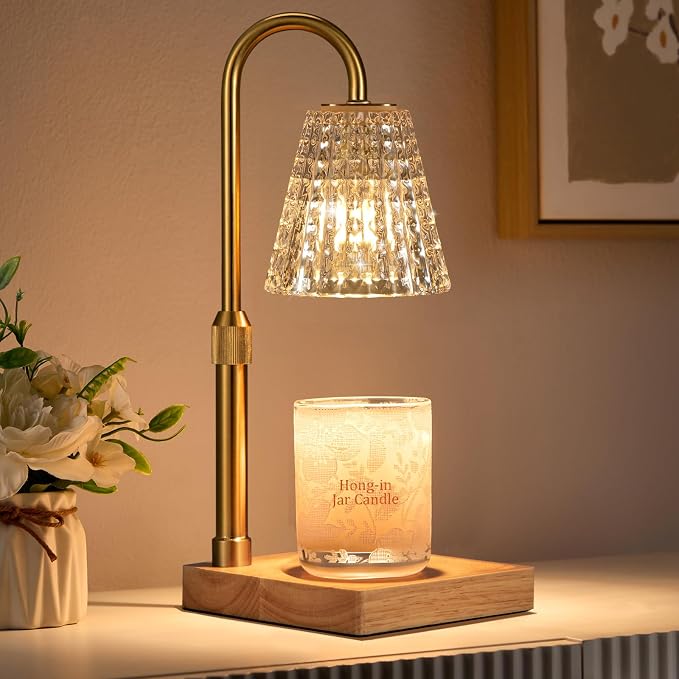 Crystal Adjustable Height Candle Warmer Lamp with Timer Dimmer,Birthday Gifts for Women Mom Sister,House Warming Gifts New