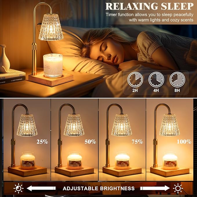 Crystal Adjustable Height Candle Warmer Lamp with Timer Dimmer,Birthday Gifts for Women Mom Sister,House Warming Gifts New