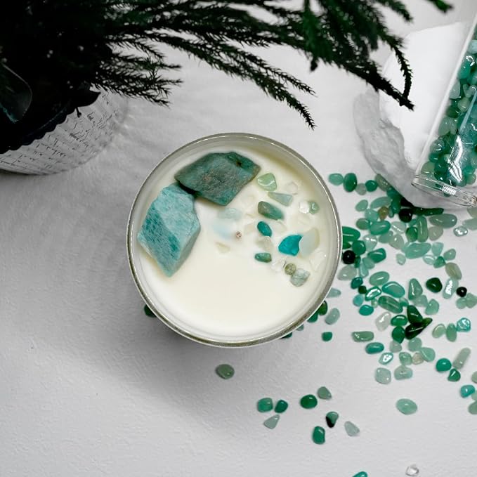 Crystal Candles Scented - Fig Tree Sandy Sea Aromatherapy Candle with Amazonite for Women, alternate product view 5