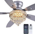 Crystal Ceiling Fan Fandelier with Lights-Ceiling Fans with Lights,54" Low Profile and Remote Control, Flush Mount