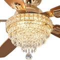 Crystal Ceiling Fan Fandelier with Lights-Ceiling Fans,50" Low Profile and Remote Control, Flush Mount