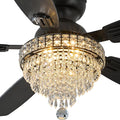 Crystal Ceiling Fan Fandelier with Lights-Ceiling Fans,50" Low Profile and Remote Control, Flush Mount