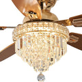 Crystal Ceiling Fan Fandelier with Lights-Ceiling Fans with Lights,50" Low Profile and Remote Control, Flush