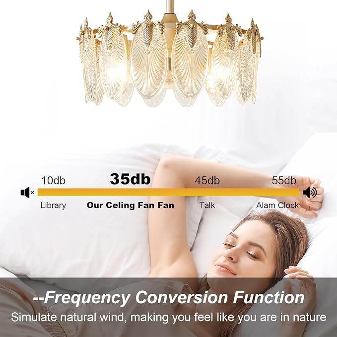 Crystal Fandelier Ceiling Fan with Light Chandelier Fan Glass Semi Flush Mount Remote Control 6 Speeds 20 Inch Low Profile