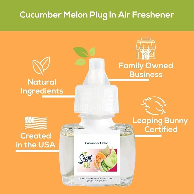 Cucumber Melon Plug in Air Freshener, Scented Oil Refills, 4 Refills, alternate product view 6