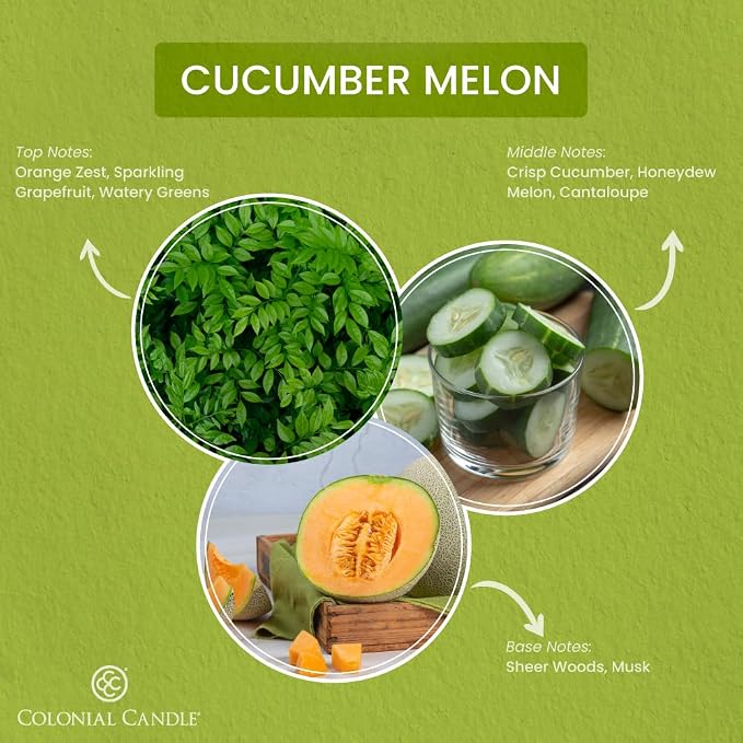 Cucumber Melon Scented Jar Candle, Pop of Color Collection, 3 Wick, Green, 14.5 oz - Up to 60 Hours Burn, alternate product