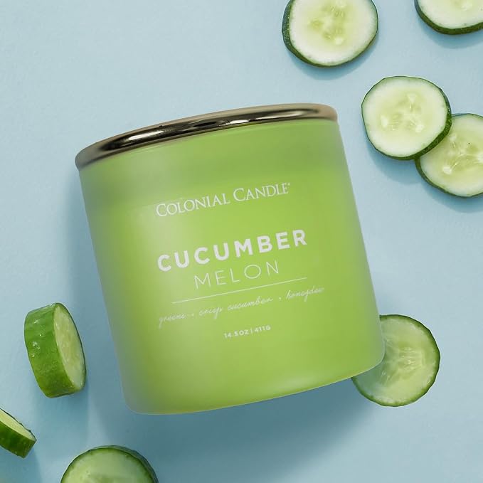 Cucumber Melon Scented Jar Candle, Pop of Color Collection, 3 Wick, Green, 14.5 oz - Up to 60 Hours Burn, alternate product