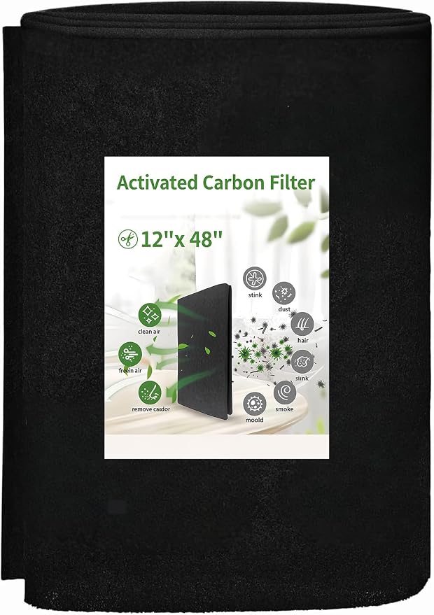 Cut to Fit Activated Carbon Air Filter 16" x 48" –Replacement Charcoal air Filters - Carbon Filter Sheet for Air Purifier