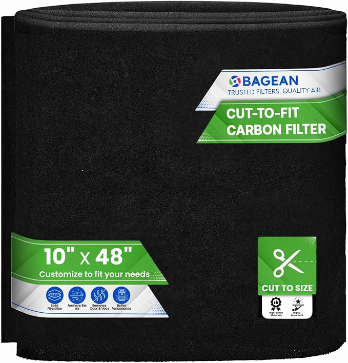 Cut to Fit Activated Carbon Filter Sheet 10” x 48” - Activated Carbon Air Filter for Air Purifiers Window AC Air
