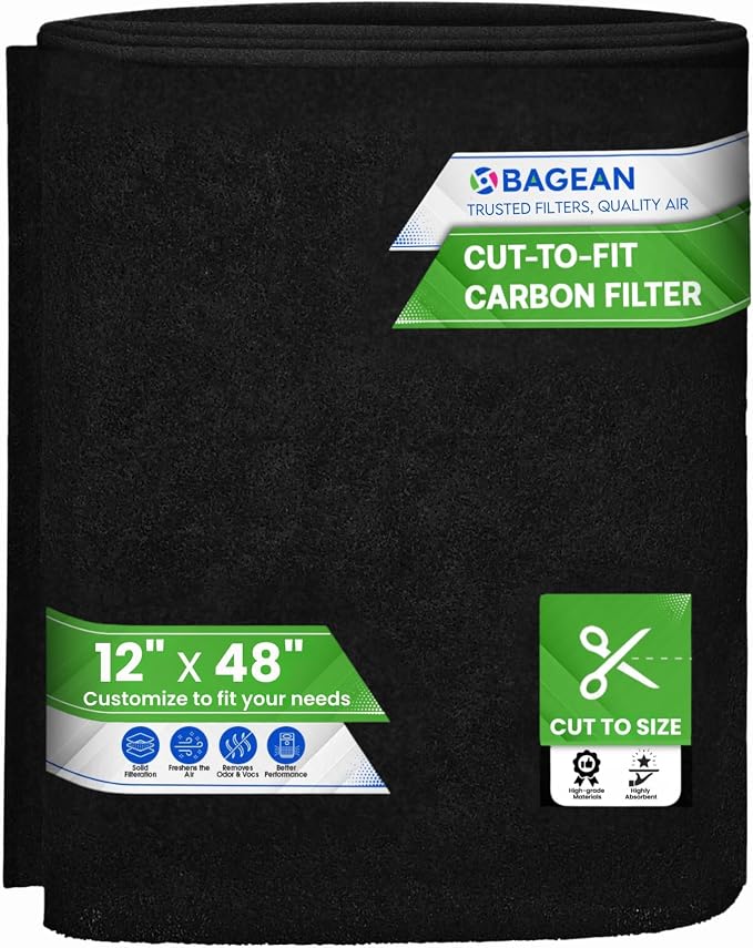 Cut to Fit Activated Carbon Filter Sheet 12” x 48” - Activated Carbon Air Filter for Air Purifiers Window AC Air Vent And