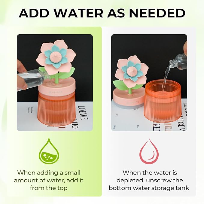 Cute Flower Mini Humidifier, 260ml Sunflower Desktop Humidifiers for Bedroom, Portable Small Cool Mist Humidification for