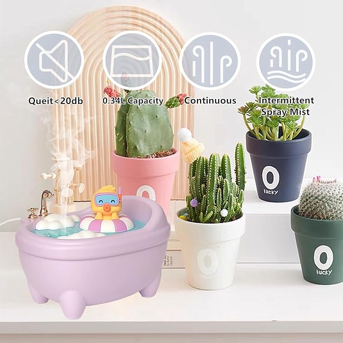 Cute Humidifier for Bedroom,Top Fill 0.34L Desk Mini Humidifier Aroma Diffuser,Cool Mist,20db Quiet,Easy Clean,Colorful