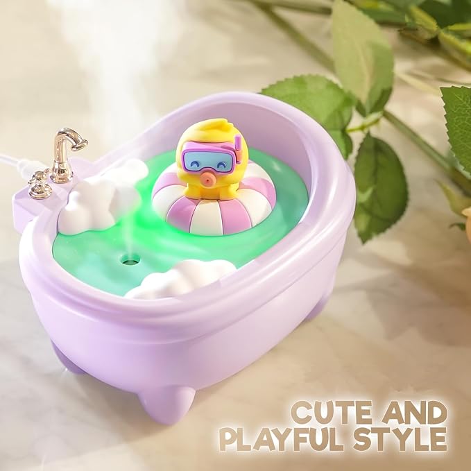 Cute Humidifier for Bedroom,Top Fill 0.34L Desk Mini Humidifier Aroma Diffuser,Cool Mist,20db Quiet,Easy Clean,Colorful