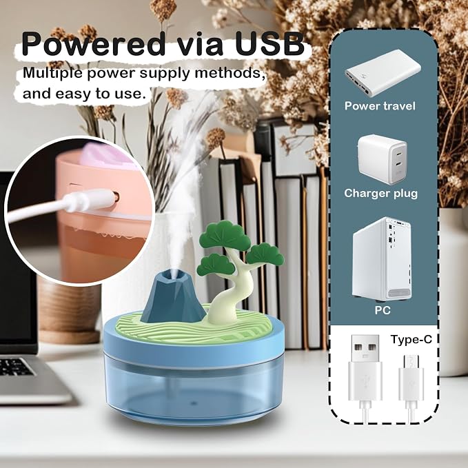 Cute Mini Humidifier 320mL Cool Mist Humidifie mute with 2 Mist Modes, for Home/Nursery/Office, alternate product view 3