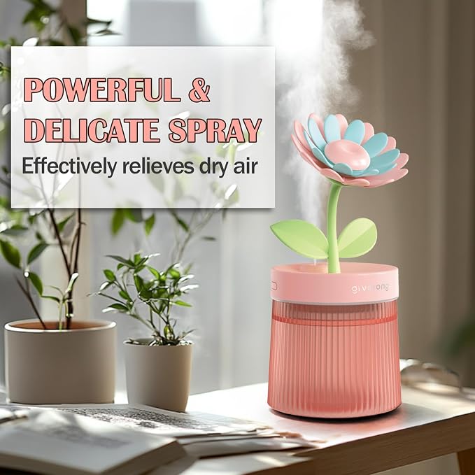 Cute Mini Humidifier 320mL Cool Mist Humidifie mute with 2 Mist Modes,for Home/Nursery/Office,Portable Mini Air