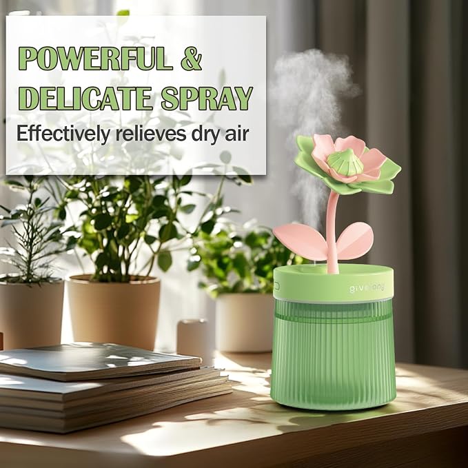 Cute Mini Humidifier 320mL Cool Mist Humidifie mute with 2 Mist Modes,for Home/Nursery/Office,Portable Mini Air