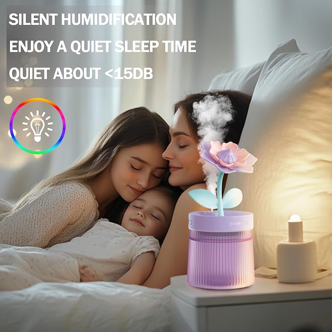 Cute Mini Humidifier 320mL Cool Mist Humidifie mute with 2 Mist Modes,for Home/Nursery/Office,Portable Mini Air