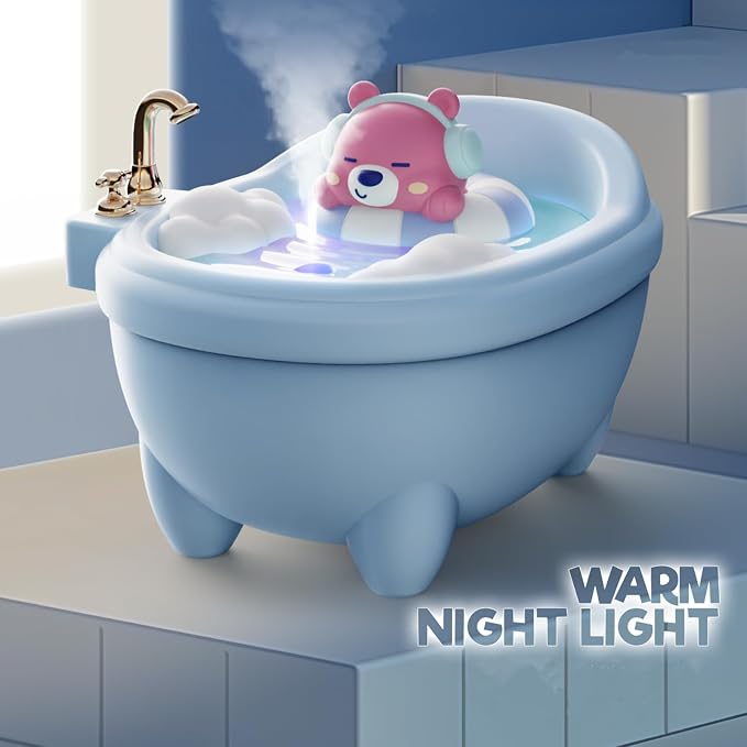 Cute Mini Humidifier for Bedroom & Office, Top Fill 0.34L, Cool Mist, Quiet, Easy Clean, Colorful Light, Auto Shut Off