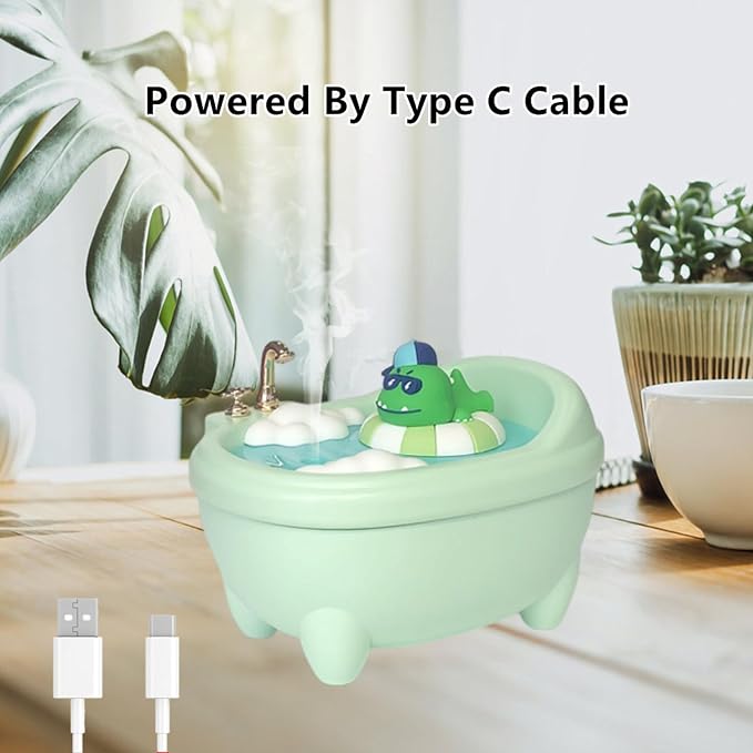 Cute Mini Humidifier for Bedroom & Office, Top Fill 0.34L, Cool Mist, Quiet, Easy Clean, Colorful Light, Auto Shut Off
