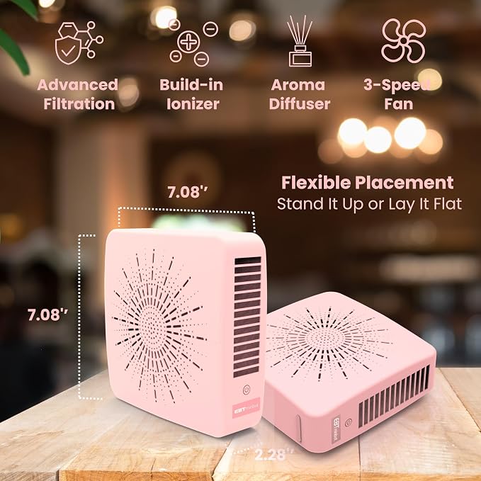 Cute Portable Mini Air Purifier with HEPA, Aroma & Ionizer – USB Fan for Bedroom, Desk, Pet, Baby, alternate product view 9