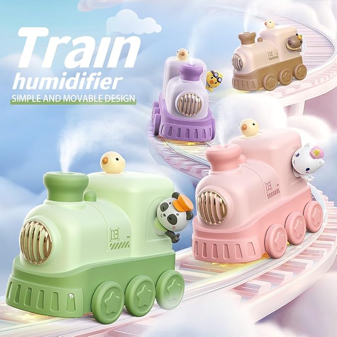 Cute Train Diffuser 300ML - Cool Mist Humidifier with Night Light, 2 Mist Modes,Essential Oil Diffuser USB Portable Mini