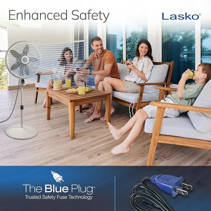 Cyclone Pedestal Fan, Adjustable Height, Remote Control, Timer, 3 Speeds, for Bedroom, Kitchen, Office and Living Room, 18"