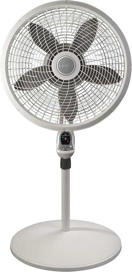 Cyclone Pedestal Fan, Adjustable Height, Remote Control, Timer, 3 Speeds, for Bedroom, Kitchen, Office and Living Room, 18"