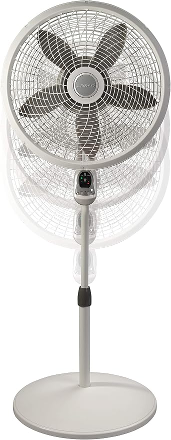 Cyclone Pedestal Fan, Adjustable Height, Remote Control, Timer, 3 Speeds, for Bedroom, Kitchen, Office and Living Room, 18"