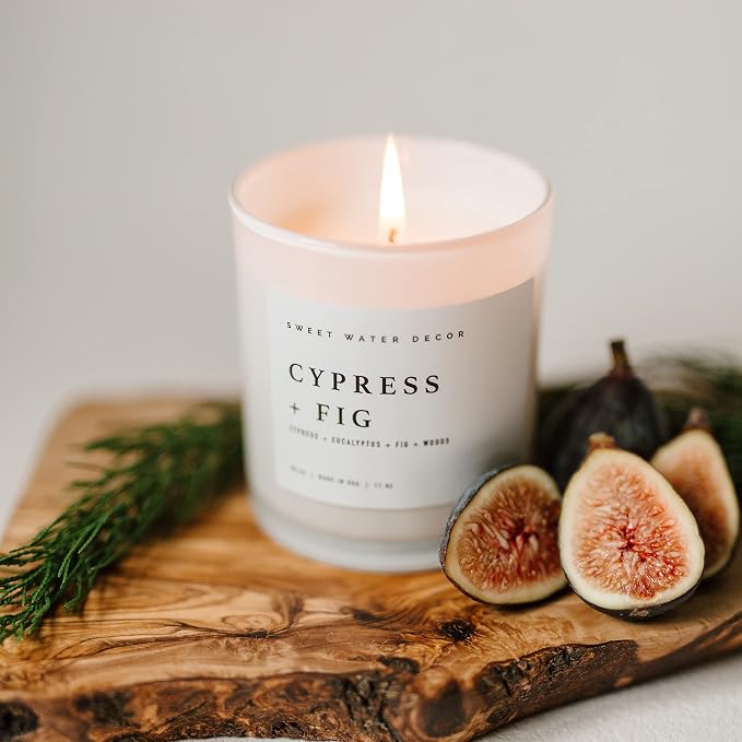 Cypress and Fig Soy Candle | Tropical fruits, Wild Raspberry, alternate product view 2