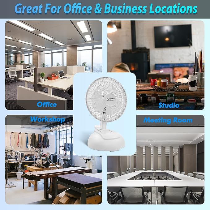CZ6XMWT 6” 2-Speed Combo Clip or Desk Fan with Removable Base, Strong Clamp for Firm Grip, Suitable for Bedroom, Office, or