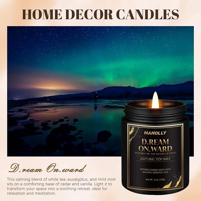 D.Ream On.Ward Hotel Candle, 9 oz Scented Candles for Home Soy Candle Wax, Inspired by The Westin Hotels, Luxury Long Lasting