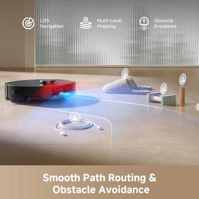 D20 Pro Plus Robot Vacuum, 13,000Pa Suction, DuoBrush for Pet Hair, Corner Cleaning, Self Emptying, LDS Navigation Laser