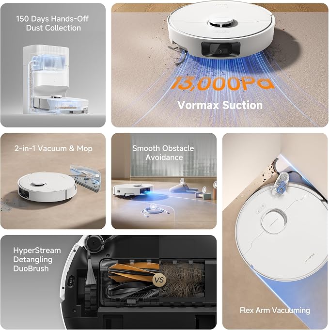 D20 Pro Plus Robot Vacuum, 13,000Pa Suction, DuoBrush for Pet Hair, Corner Cleaning, Self Emptying, LDS Navigation Laser
