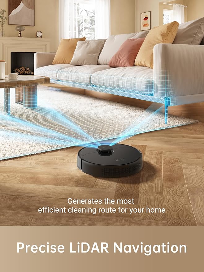 D9 Max Robot Vacuum and Mop Combo, LiDAR Navigation, 4000Pa Strong Suction Power, 180mins Runtime, 2-in-1 Sweep and Mop