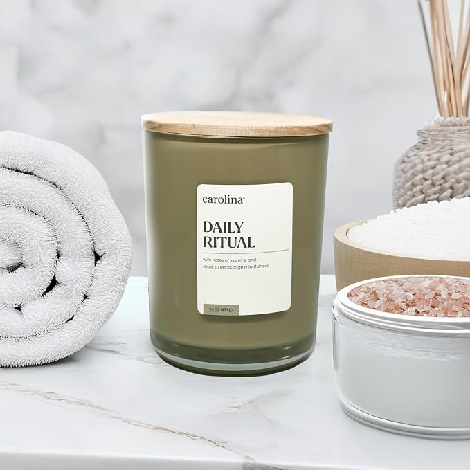 Daily Ritual Scented Candle, 16 oz Musk & Jasmine Scented, 2 Wick comfort Relaxing Candle, 60H Burn Time, alternate product