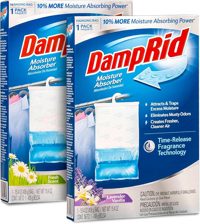 Damp Rid Hanging Bag Moisture Absorber – Fresh Scent Lavender Vanilla Humidity Absorber for Closets, Closet Deodorizer & Odor
