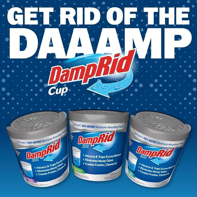 Damp Rid Refillable Moisture Absorber – Lavender Vanilla Humidity Absorber & Odor Absorber with 11oz Cup and 44oz Refill Bag