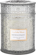 Dark Berries & Bergamot Candle - Berries, Grape, Caramel | 19 oz Large Wooden Wick Candle | Natural Soy Wax | 90 Hours Clean
