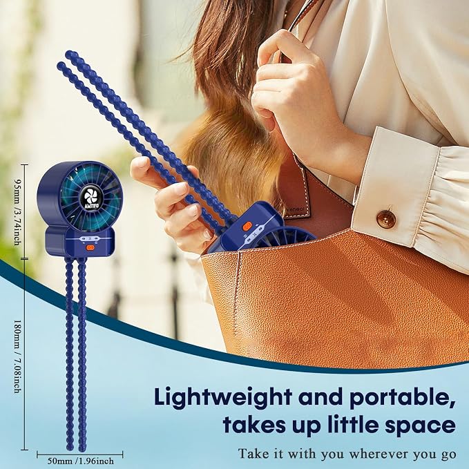 Dark Blue Stroller Fan - USB Rechargeable, Turbo Cooling, Quiet, Adjustable Speeds, Portable Baby Fan for, alternate view 7