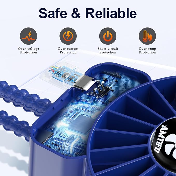Dark Blue Stroller Fan - USB Rechargeable, Turbo Cooling, Quiet, Adjustable Speeds, Portable Baby Fan for, alternate view 8
